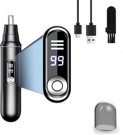 Daity 1 Pack - Elektrische neus- en oortrimmer - USB-oplaadfunctie - LED-display - Waterdicht ontwerp - Oor- en oortrimmer - Unisex - Geschikt voor neus- en oorhaar - Zwart