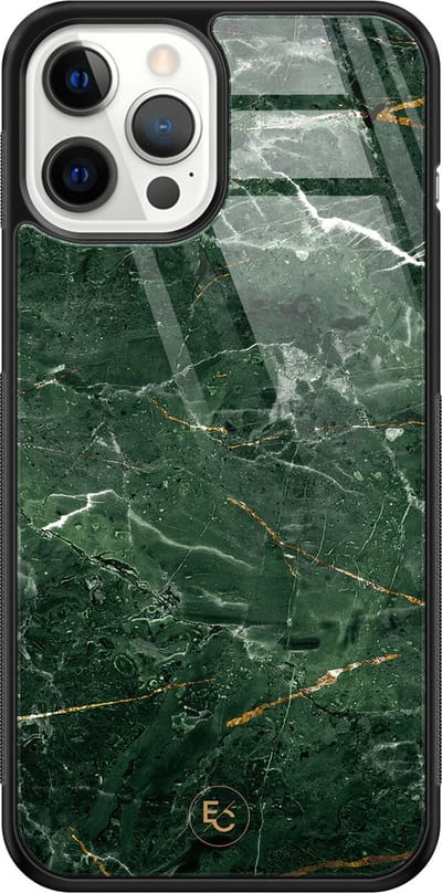 Hoesje geschikt voor iPhone 12 Pro Max - Marble jade green - Luxe Hard Case - Marmer - Groen - ELLECHIQ