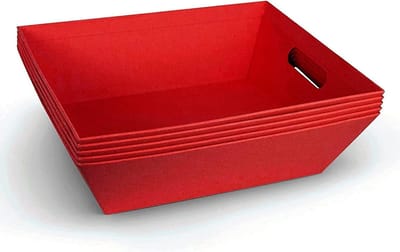 Grote Lege Cadeaubaskets Set van 6, 25cm x 20cm x 11cm, Rode Mand voor Wijn, Snacks en Organisatie voor Bruiloften, Verjaardagen en Feestdagen