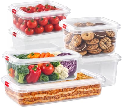 Plasticforte Vershoudbakjes set Frost - 6x stuks - vriezer bakjes - kunststof - diverse maten - 1000-1600-2300-2600 ml - nestbaar