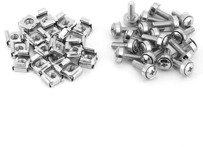 Set van 20 Rack Mount Cage Nuts en Schroeven voor Netwerk Cabinets en Mechanische Toepassingen, Geschikt voor Railvoertuigen en Mallen (M5 * 20)