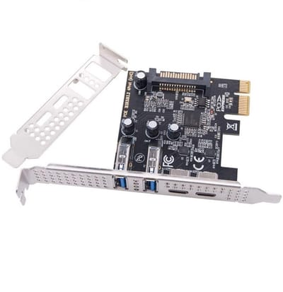Allecto - PCI-E USB 3.0 Hub Adapter - 4 Poorten - Uitbreidingskaart voor Computer - USB C - Snelle Gegevensoverdracht - Geschikt voor Desktop - Zwart