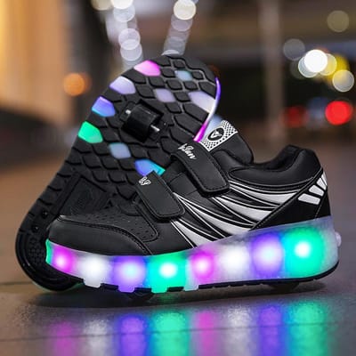 Nouvelles Chaussures à Roulettes, Chaussures à Roulettes à Quatre Roues pour Filles, Chaussures Lumineuses à Chargement USB, Patins à Roulettes, Chaussures à Roulettes Invisibles, Roues Doubles 40