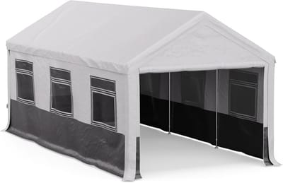 Feesttent - Partytent Paviljoen - Buitenfeesten Organiseren - Waterdicht & Winterbestendig - 3 x 3 Meter - Wit Donkergrijs