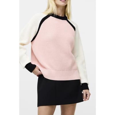 French Connection Varli Colour Blocking Jumper Black/peach Pink/whi Größe: XS | Longsleeves Outlet | Damen | Schwarz