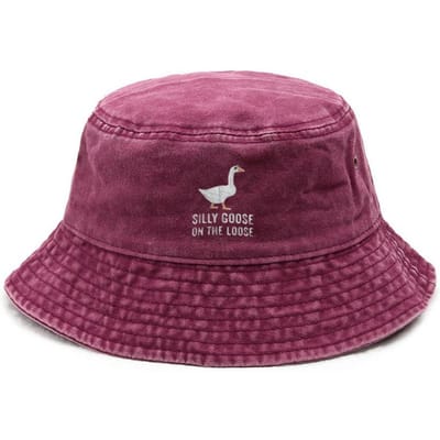 Domme Gans Gewassen Katoenen Bucket Hat voor Mannen Vrouwen Vintage Brede Rand Zonbescherming Verstelbaar Buiten Strand Visserij Pet G