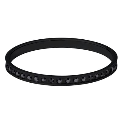 Quiges Stapelring Dames - Vulring Zwart Zirkonia - RVS Zwart - Maat 19 - Hoogte 2mm