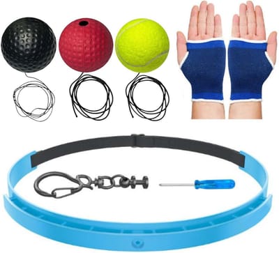 Boksbal Trainingsset - Reactiebal Hoofdband - Coördinatie Verbeteren - Verstelbare Hoofdband - 3 Ballen - Multicolor