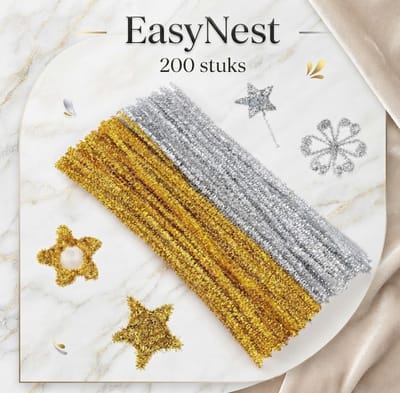 Goud en Zilver Chenilledraden glitter – 200 Stuks – 30 cm – Pijpenragers voor Knutselen, DIY, School en Decoratie