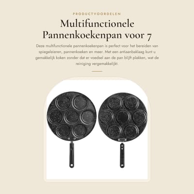 Dailygoods- Pannenkoekenpan 30 x 3,5 cm - Antiaanbaklaag - Spiegeleipan voor 7 eieren - Multifunctionele Bakpan - Voor Inductie - Gemakkelijke Reiniging - Eierpan