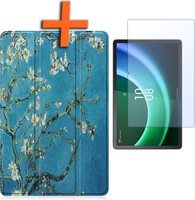 Hoesje - Geschikt voor Lenovo Tab P11 (2e / 2nd Generatie) - Met Screenprotector - Trifold Bookcase - Hard Cover - Hardcover Book Case - Tablet Hoes - Bloesem