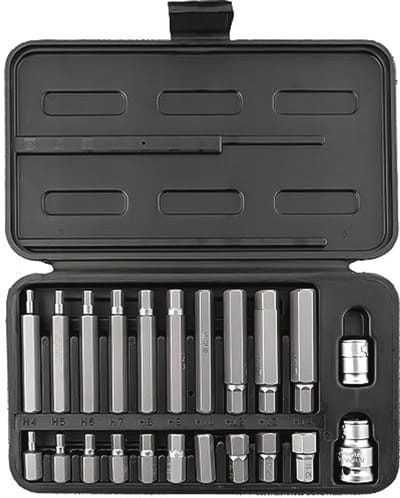 Bits set zeskant 22-delig met 1/2" en 3/8" adapterdoppen
