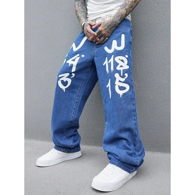 Retro Jeans Heren Lente en Herfst Nieuw Trendy Merk Losse Rechte Veelzijdige Lange Broek S donkerblauwe kleur