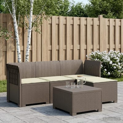 vidaXL - 4-Zitter - Tuin - Sofa - met - Kussens - Rattan - Look - PP - Lichtgrijs