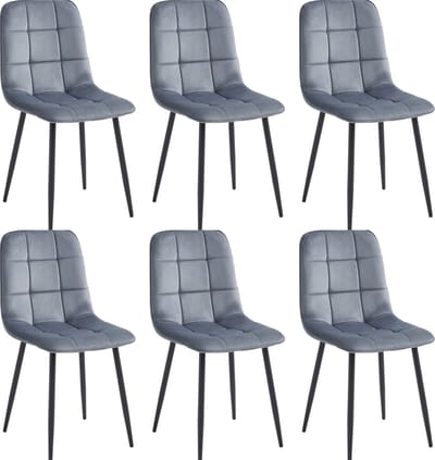 Colenis - Ela Eetkamerstoel - Set Van 6 - Grijs - Velvet - Design