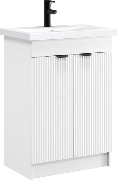 vidaXL - Badkamermeubel - Set - Wit - 56 - x - 37,5 - x - 81 - cm - Bewerkt - hout
