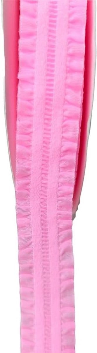 Dubbele Rimpel Kant Band - Stretch Elastische Rand voor DIY Kleding, Jurk Kragen en Mouwen Decoratie, Geborduurd Roze, 5 Yards