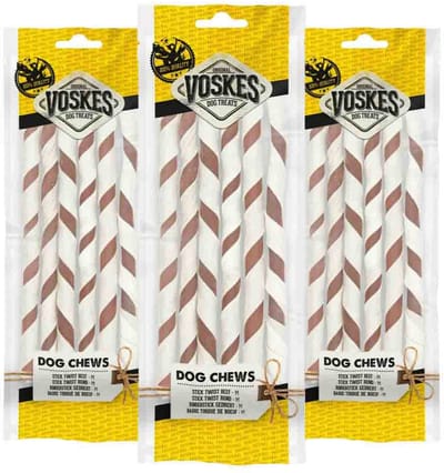Voskes Hondensnacks Twist Stick Beef M - 3 x 6 stuks - Voordeelverpakking