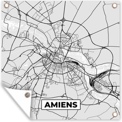 Tuin poster Plattegrond - Kaart - Stadskaart - Frankrijk - Amiens - 200x200 cm - Tuindoek