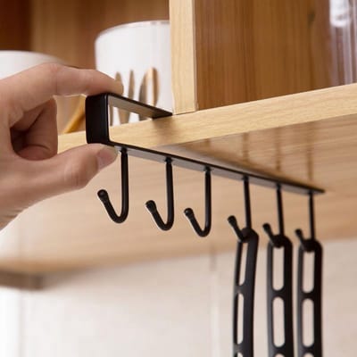 Waledano® Ophanghaken - IJzeren Haken - Ophangrek - Keukengerei - Ophangen Zonder Boren - Handdoekhouder - Glazen Houder - Kopjes Houder - Zwart