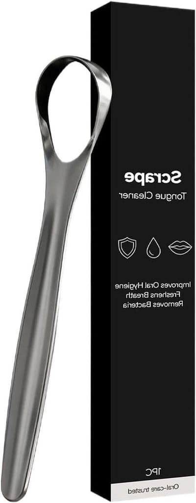 Tongreiniger RVS - Mondreiniger Schraper - Frisse Adem - Ergonomische Antislip Grip - 18 cm - Zilver