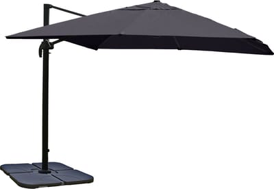 Zweefparasol MCW-A96, 3x3m (Ø4,24m) polyester aluminium/staal 23kg ~ antraciet met standaard