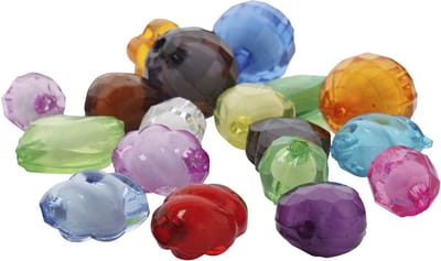 Facetkralen van acryl, diverse kleuren, afm 8-20 mm, gatgrootte 2-3 mm, 1000 gr/ 1 doos