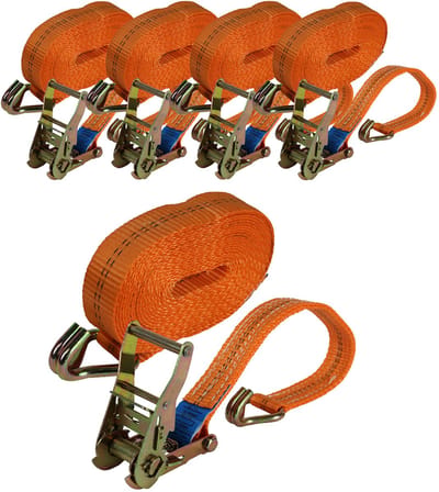 5x Professionele ratelsjorband Spanband 2-delig 6m 2t 2tot 2000kg TÜV/GS ORANJE