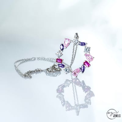 OZ Jewels – Cirkel van Passie Ketting – Zilver – Kleurrijke Stenen – Dames