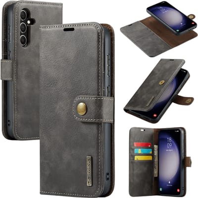 DG.MING Samsung Galaxy S25 Lederen 2-in-1 Wallet Hoesje Grijs