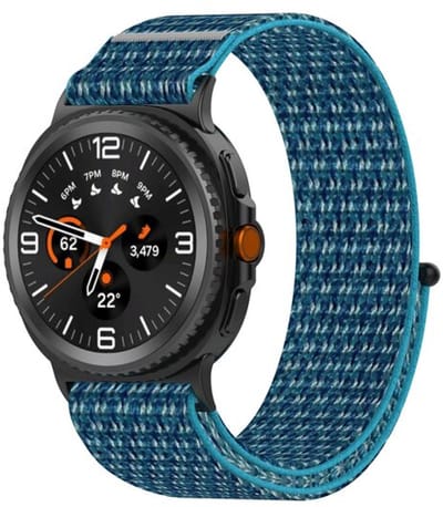 By Qubix - smartwatch bandje - Compatible Samsung bandje - Sportloop nylon bandje - Blauw - Geschikt voor Samsung Galaxy Watch 9 (40/44mm) - Watch 8 (40/44mm) - Watch 8 Classic (46mm)