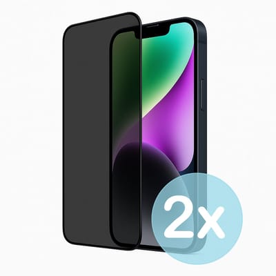 Privacy Screenprotector Geschikt voor iPhone 14 – Anti-Gluren – Krasbestendig Gehard Glas 9H – Volledige Dekking – 2-Pack – FuturiQ