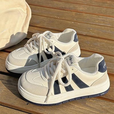 Gestreept Dikke Zool Schoenen Dames Herfst en Winter Nieuw Ins Trendy Veelzijdig Casual Student Witte Schoenen 40 blauw