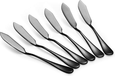 Alheco 6 botermesjes - Smeermessen - Kleine tapas mesjes - RVS - Zwart