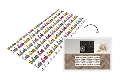 Keukenloper - Loper keuken - Patroon - Tiener - Scooter - Reizen - 120x50 cm - Keukenloper vinyl