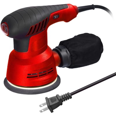 Ponceuse excentrique électrique portative 300W, plaque de ponçage 5 pouces 125mm, ponceuse électrique pour le traitement du bois US Plug rouge