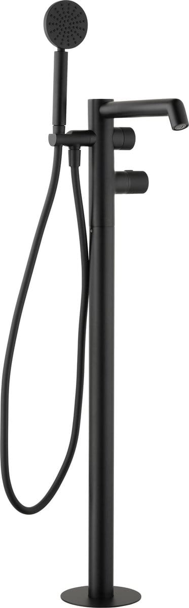 Ben Engraved Line thermostatische vrijstaande badkraan met gravering mat zwart