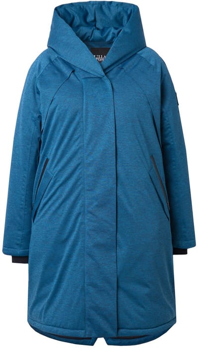 Ulla Popken - Dames - HYPRAR functionele mantel waterdicht capuchon - Saffier - Maat 42+