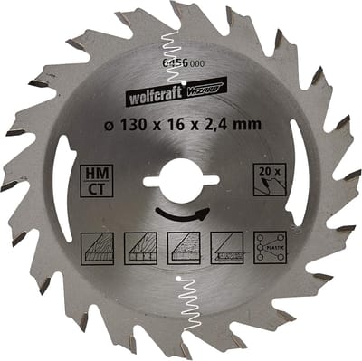 wolfcraft - Cirkelzaagblad 130x16mm - 20 Tanden - Zaagblad voor Cirkelzaag - Serie Zilver - 6456000