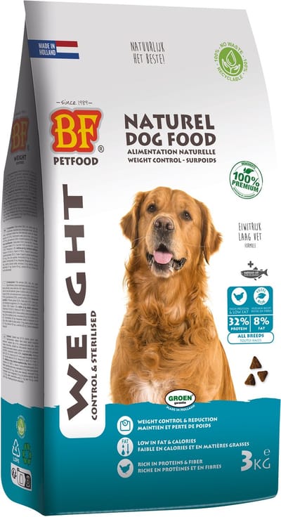 Hondenvoer BF Petfood - Weight Control Eiwitrijk Tarwevrij - 3kg voor Gesteriliseerde Honden