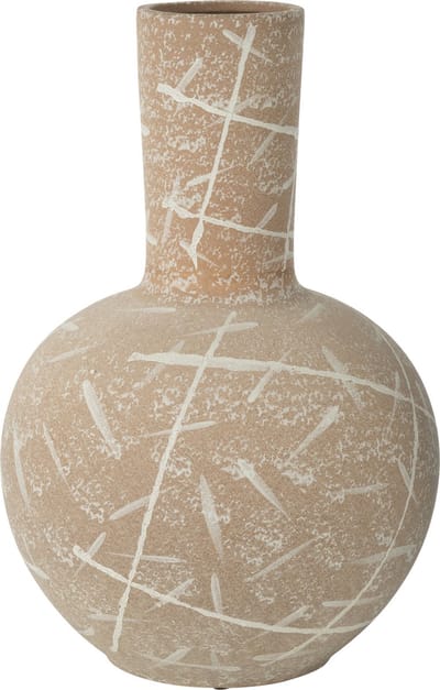 J-Line vaas Dune Bol - keramiek - beige/wit - Ø 34 cm