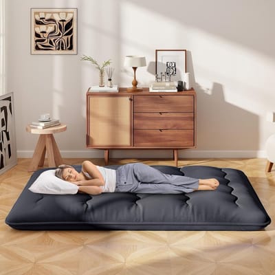 Japanse Futon Matras - Vloermat Tatami - Comfortabel Slapen - Afneembare Wasbare Hoes - 140x200cm - Zwart