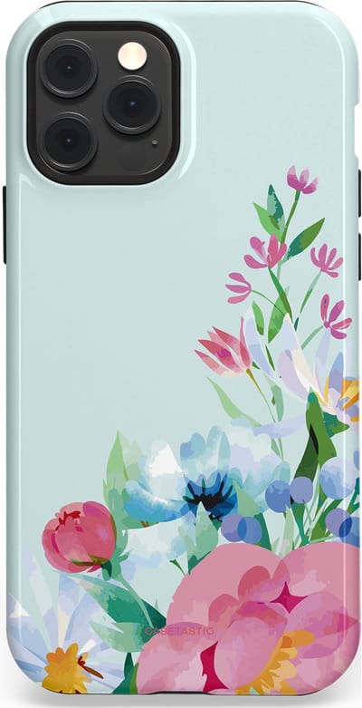Casetastic hoesje geschikt voor Apple iPhone 12 / Apple iPhone 12 Pro - MagSafe - Dubbellaagse bescherming - Dagdroom in bloei - Fashion Case - Lichtgrijs Lichtroze