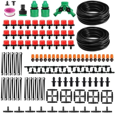 Irrigatieset 15 m - 2 Stuks, Drip Irrigatiesysteem voor Tuin, DIY Micro Drip en Automatische Sprinkler voor Tomaten en Planten