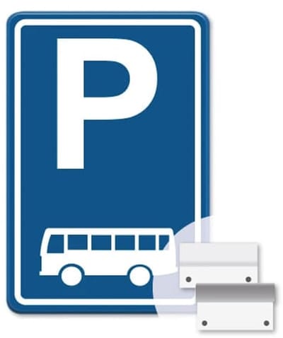 Parkeerbord Bus - blauw - Weerbestendig Aluminium - 40x60 cm - Bevestiging: Met muur-/ wandmontage beugels