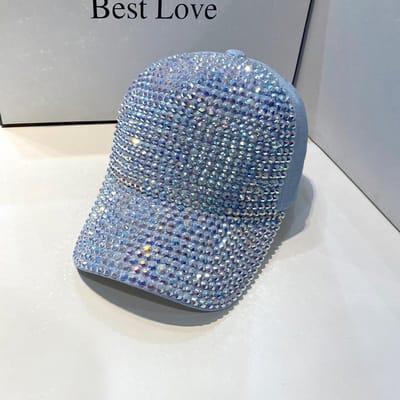 Casquette de baseball d'été pour femmes, printemps-automne, strass, mode, personnalité, rue, hip-hop, chapeaux pour femmes, snapback (Blue,One Size) bleu