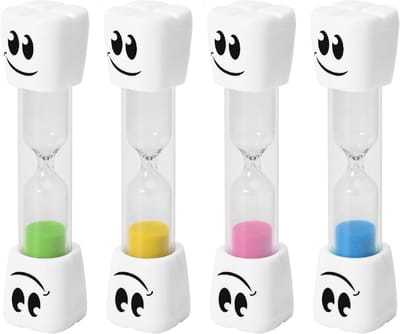 Set van 4 Kinder Tandenborstel Zandlopers - 2 Minuten Smiley Zandtimers