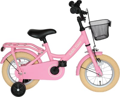 Dutch Flavor Kinderfiets 12 Inch - Roze - 2 tot 4 jaar - Knijprem en terugtrap - Afneembare zijwieltjes