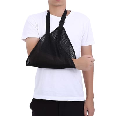 Verstelbare Ademende Mesh Arm Sling Elleboogbrace Ondersteuning Schouder Immobilisator (Zwart) zwart