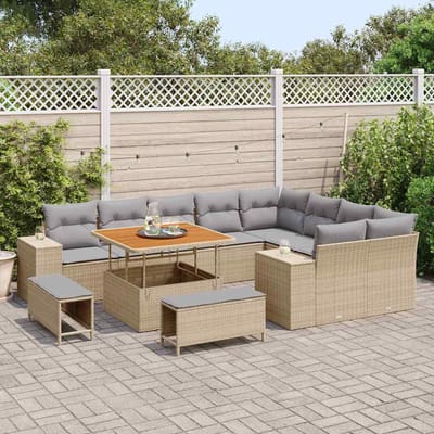 vidaXL - Tuinbank - Set - 12 - st - 9-Aantal - zitplaatsen - Beige - en - Lichtgrijs